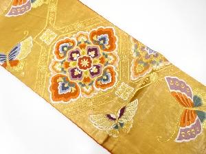 アンティーク　花蜀江に蝶模様織り出し袋帯（着用可）